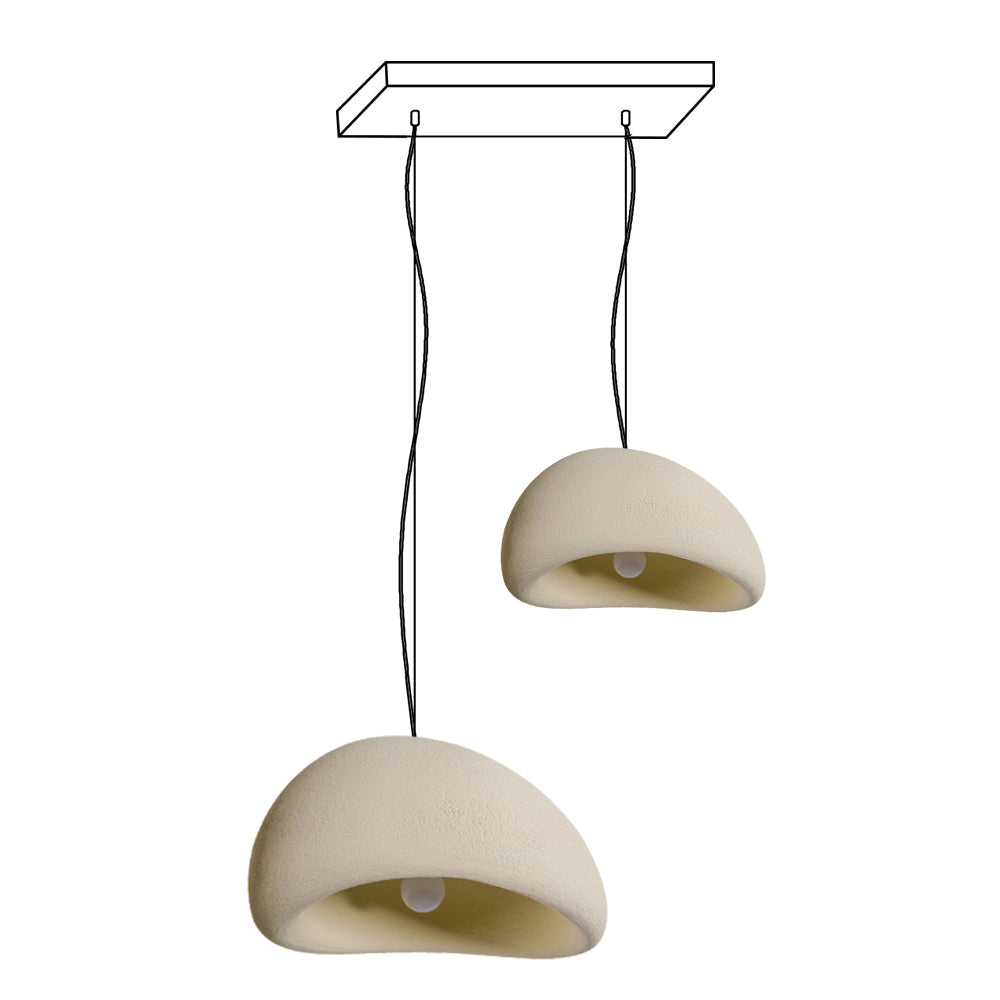 Wabi-sabi-henkinen kiviryhmäkattokruunu, orgaaninen muoto, minimalistinen taiteellinen ilme
