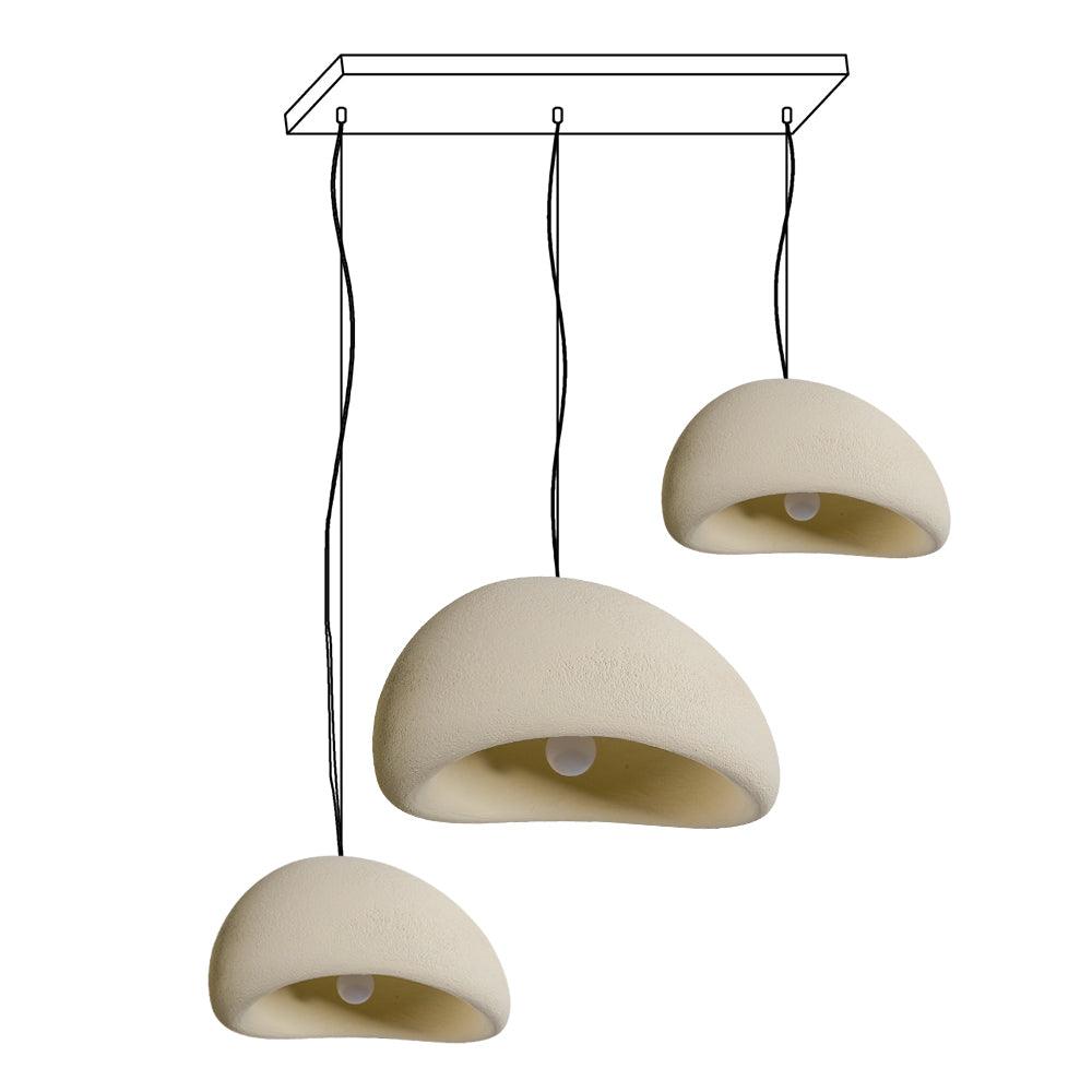 Wabi-sabi-henkinen kiviryhmäkattokruunu, orgaaninen muoto, minimalistinen taiteellinen ilme