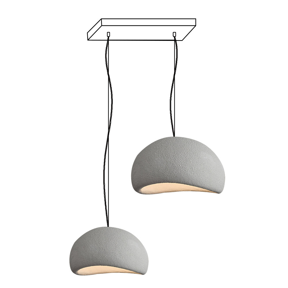Wabi-sabi-henkinen kiviryhmäkattokruunu, orgaaninen muoto, minimalistinen taiteellinen ilme