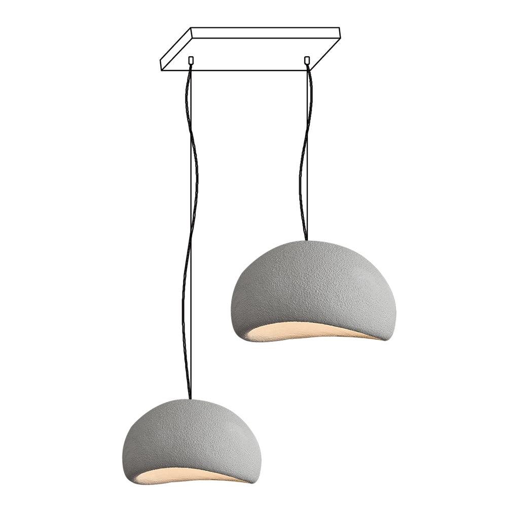 Wabi-sabi-henkinen kiviryhmäkattokruunu, orgaaninen muoto, minimalistinen taiteellinen ilme