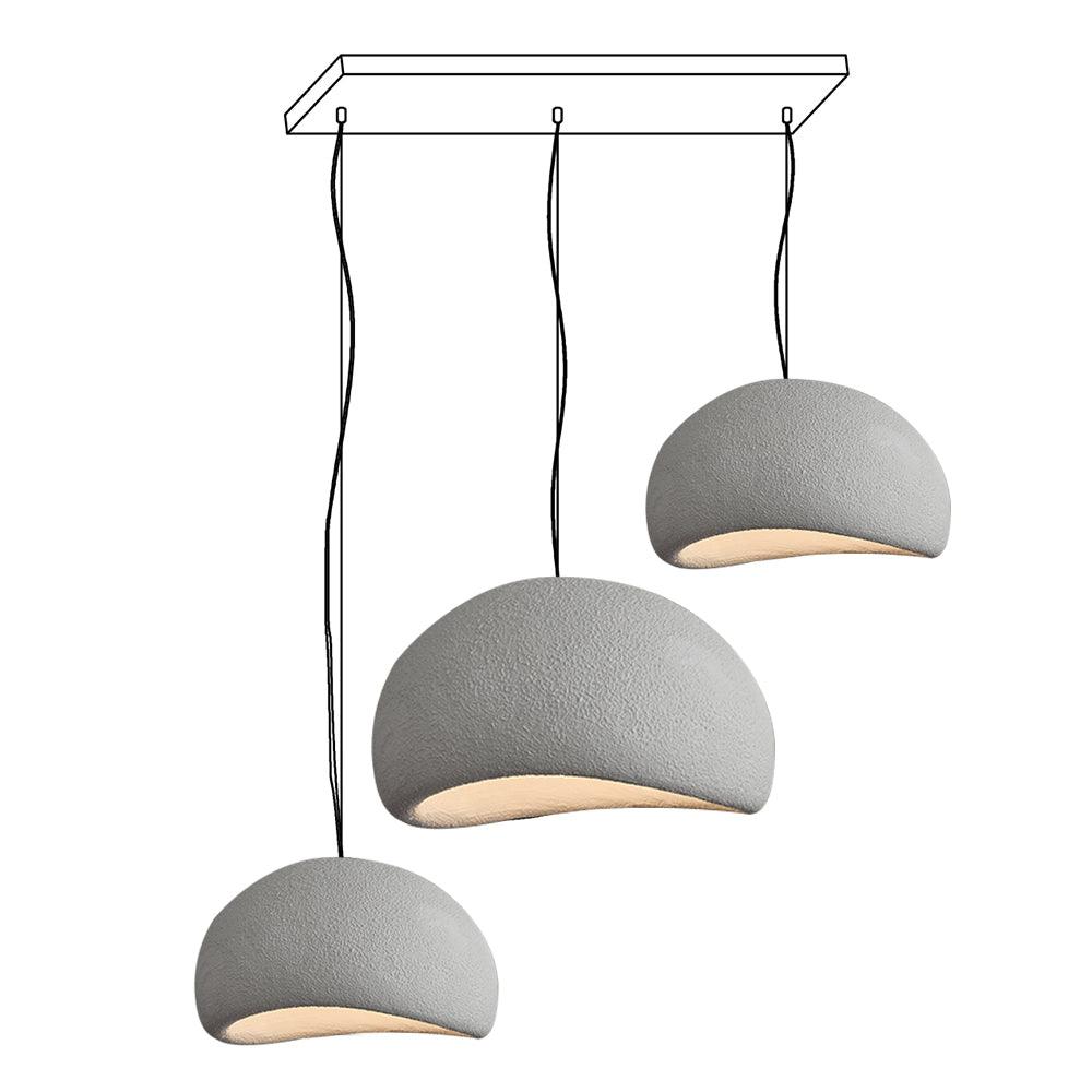 Wabi-sabi-henkinen kiviryhmäkattokruunu, orgaaninen muoto, minimalistinen taiteellinen ilme