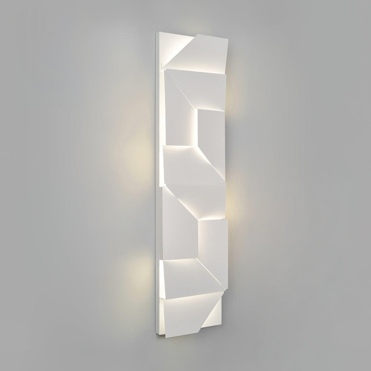 Væglampe med 3D-geometriske paneler, lagdelt lyskunst, fjernbetjent dæmpning, moderne