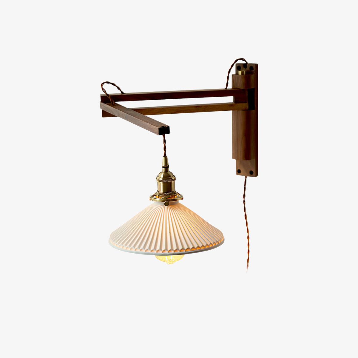 Esviel Nordic Art Swing Arm Walnut Ceramic Wall Light