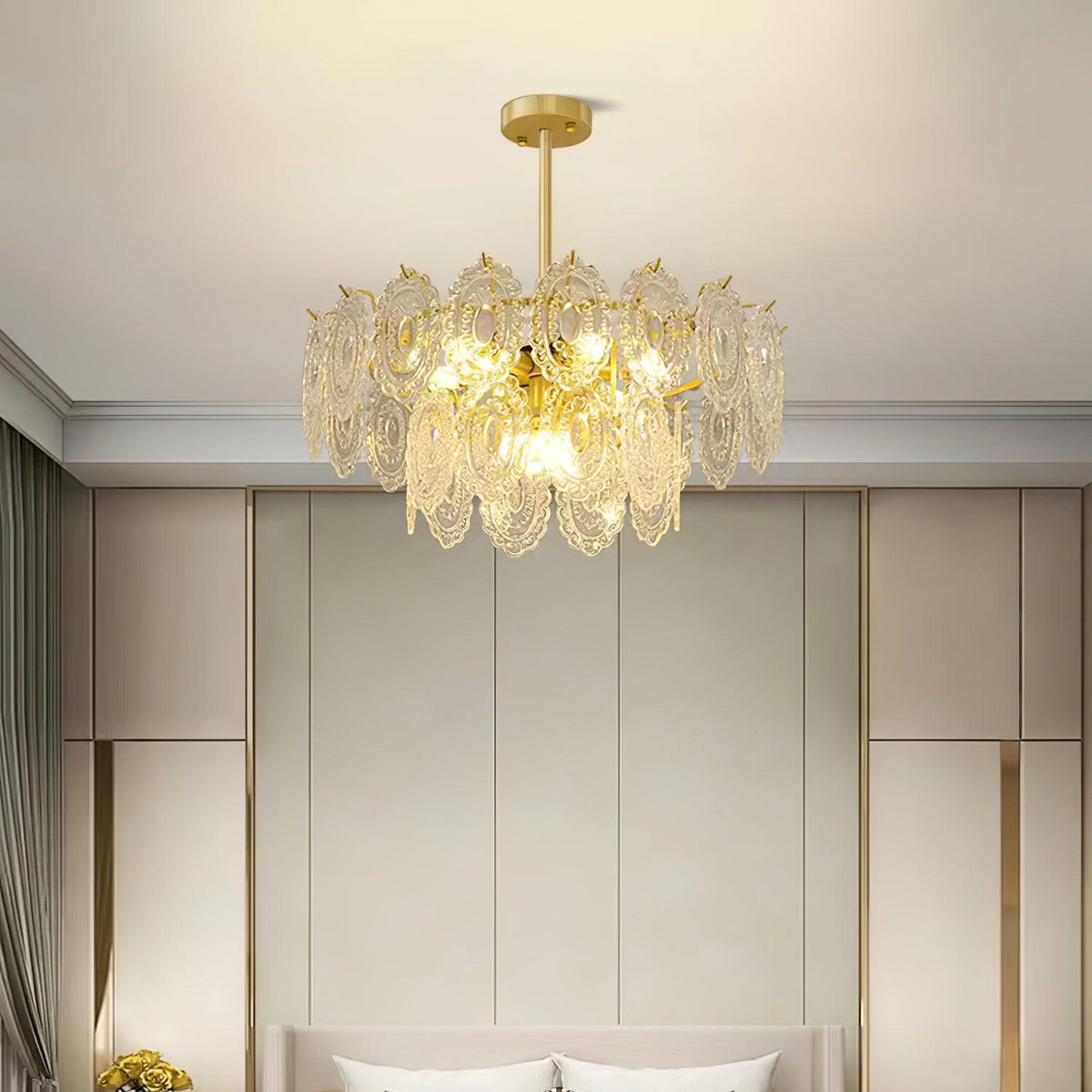 Dallion-kattovalaisin aaltoileva lasi taottu rauta elegantti