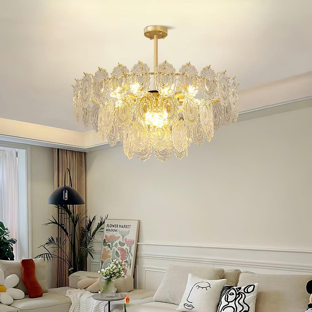 Dallion-kattovalaisin aaltoileva lasi taottu rauta elegantti
