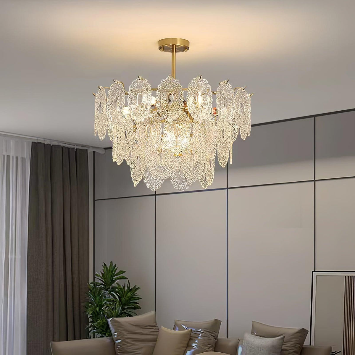 Dallion-kattovalaisin aaltoileva lasi taottu rauta elegantti