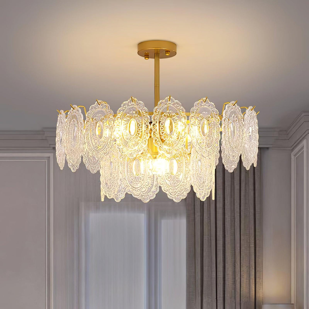 Dallion-kattovalaisin aaltoileva lasi taottu rauta elegantti