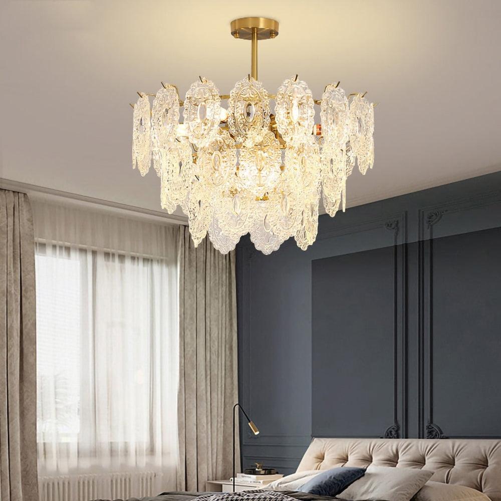 Dallion-kattovalaisin aaltoileva lasi taottu rauta elegantti