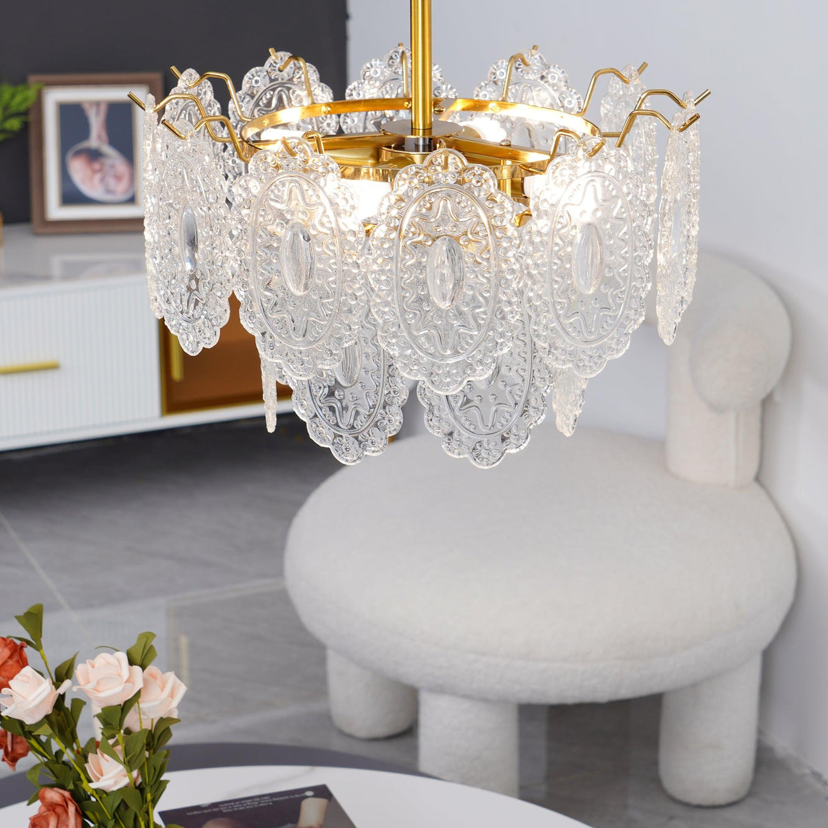 Dallion-kattovalaisin aaltoileva lasi taottu rauta elegantti