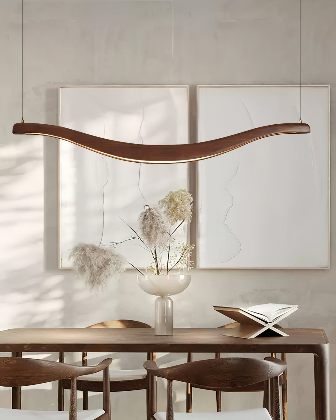 Elvuaria elegant lysekrone i træ med bølgeform