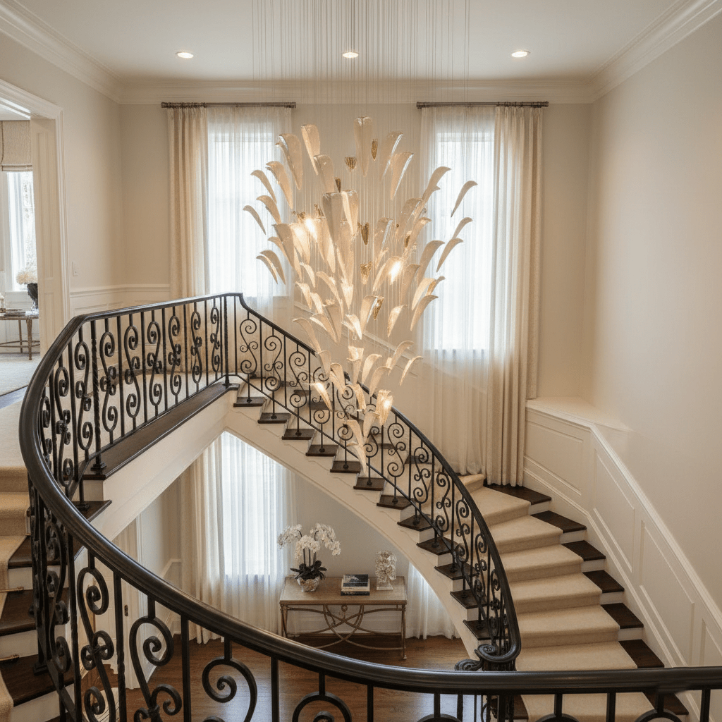Plume Glow Hvid Fjer Art Deco Tilpasselig Lysekrone