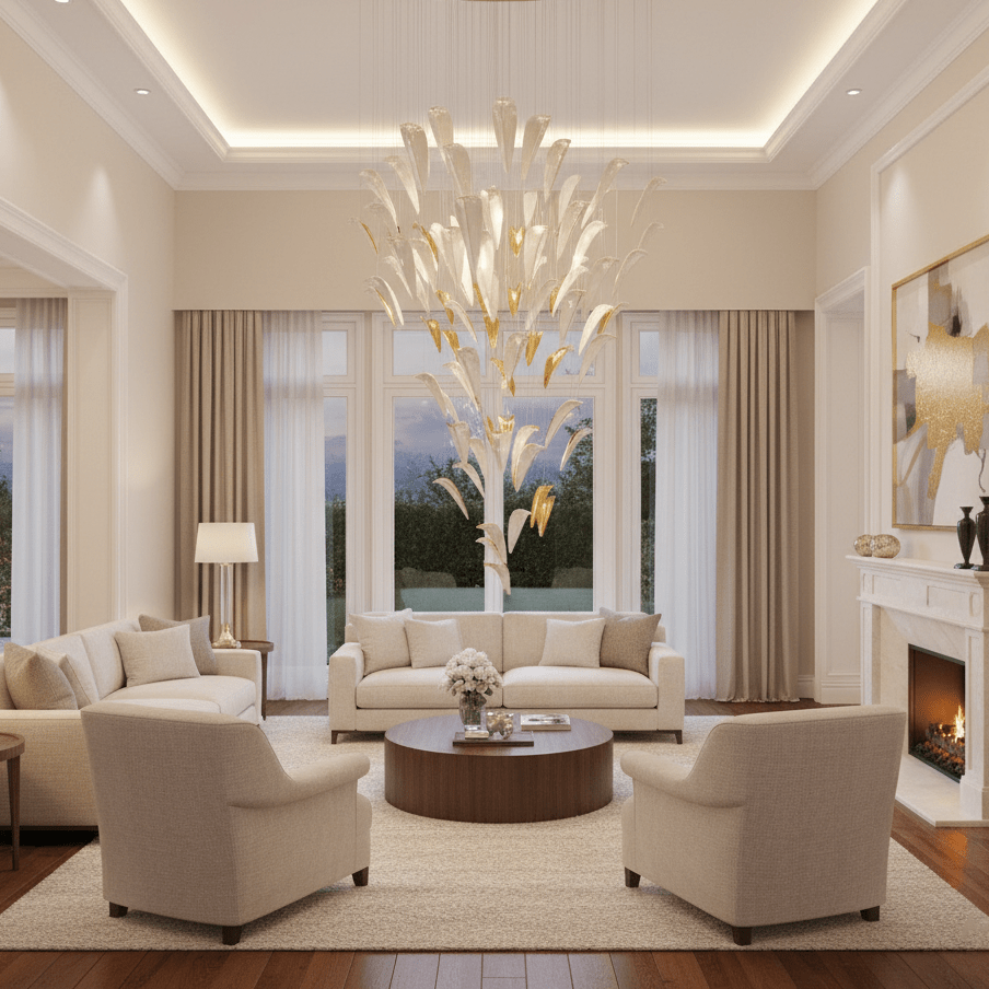 Plume Glow Hvid Fjer Art Deco Tilpasselig Lysekrone