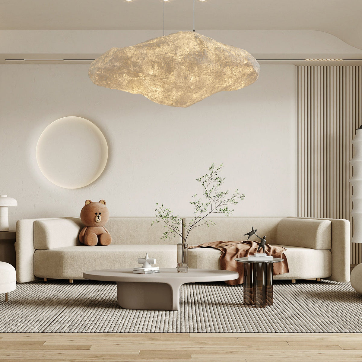 Texturerad pendellampa av pappersmassa