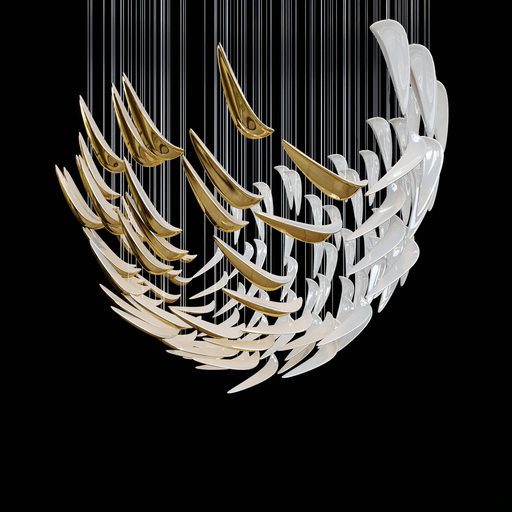 Plume Glow Hvid Fjer Art Deco Tilpasselig Lysekrone
