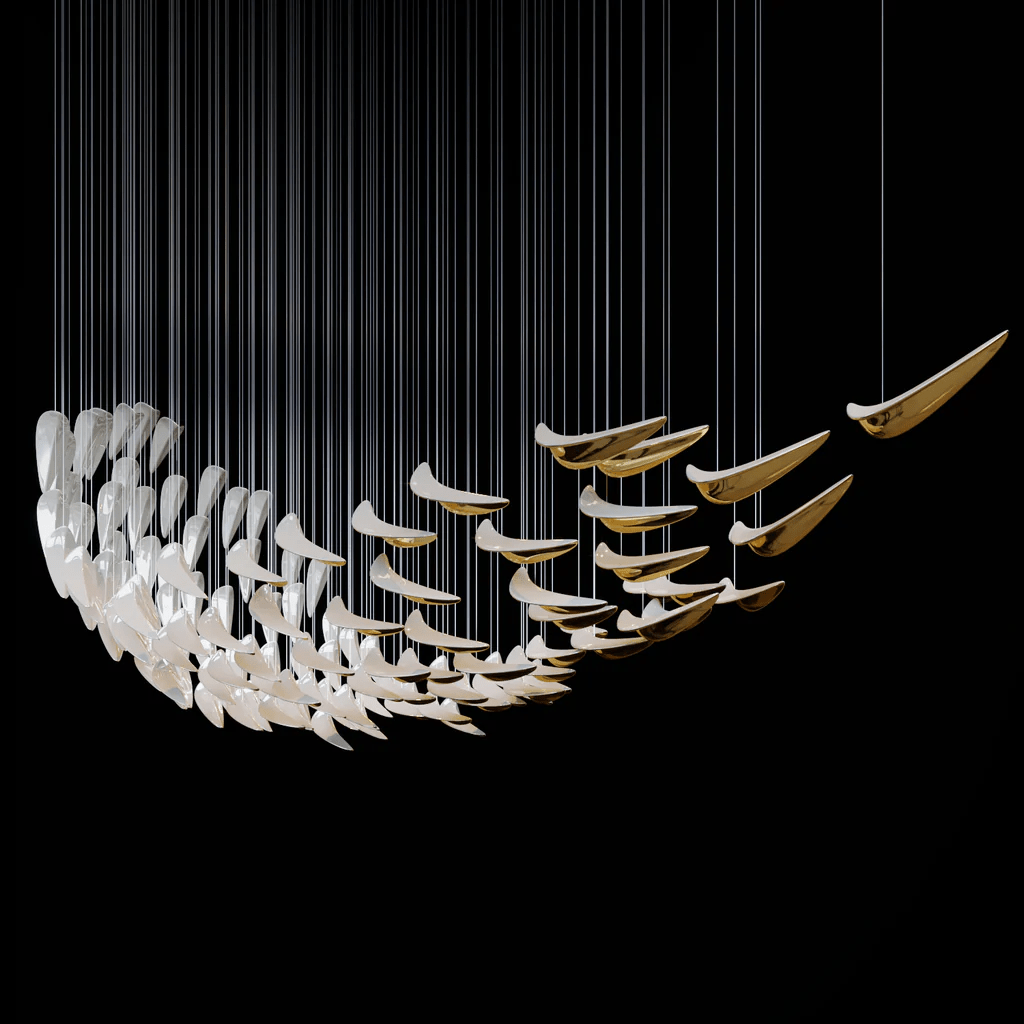 Plume Glow Hvid Fjer Art Deco Tilpasselig Lysekrone