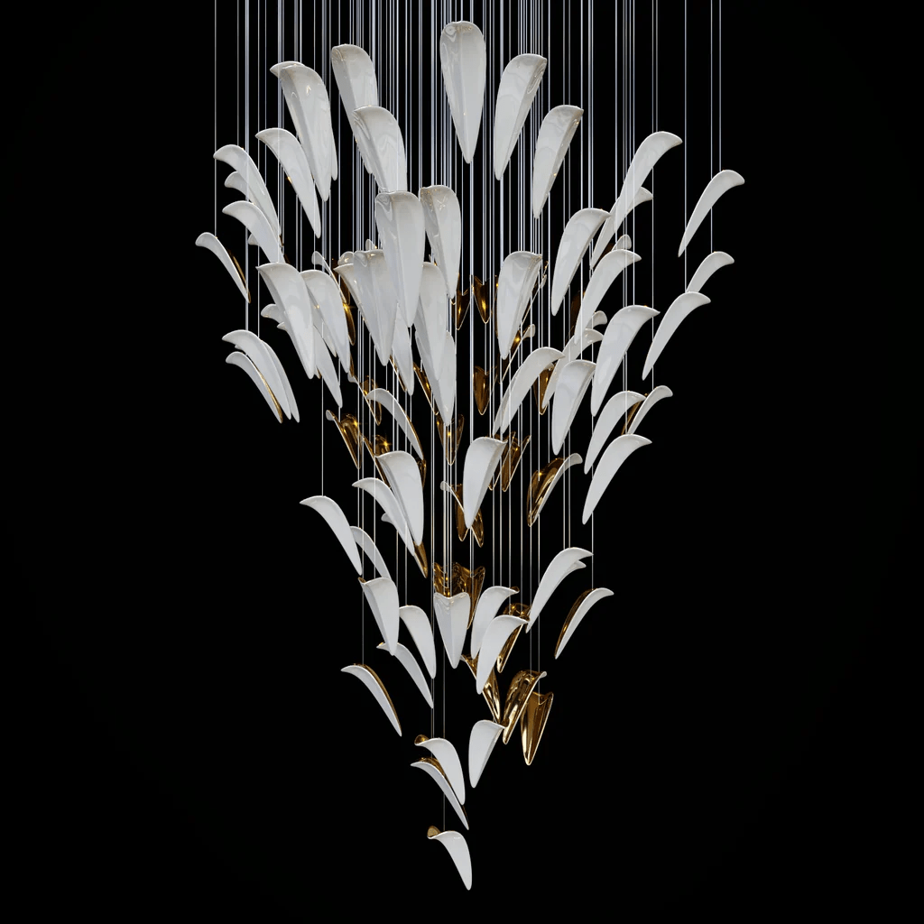 Plume Glow Hvid Fjer Art Deco Tilpasselig Lysekrone