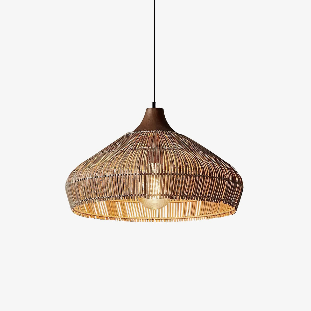 Candeeiro suspenso Lythean Elegance Art em rattan e madeira