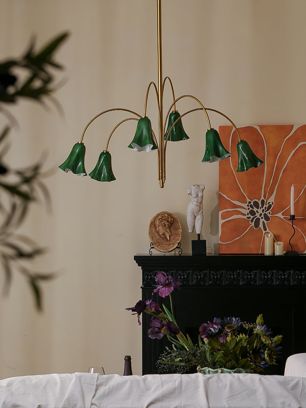 Candeeiro de teto suspenso em vidro EmeraldBell