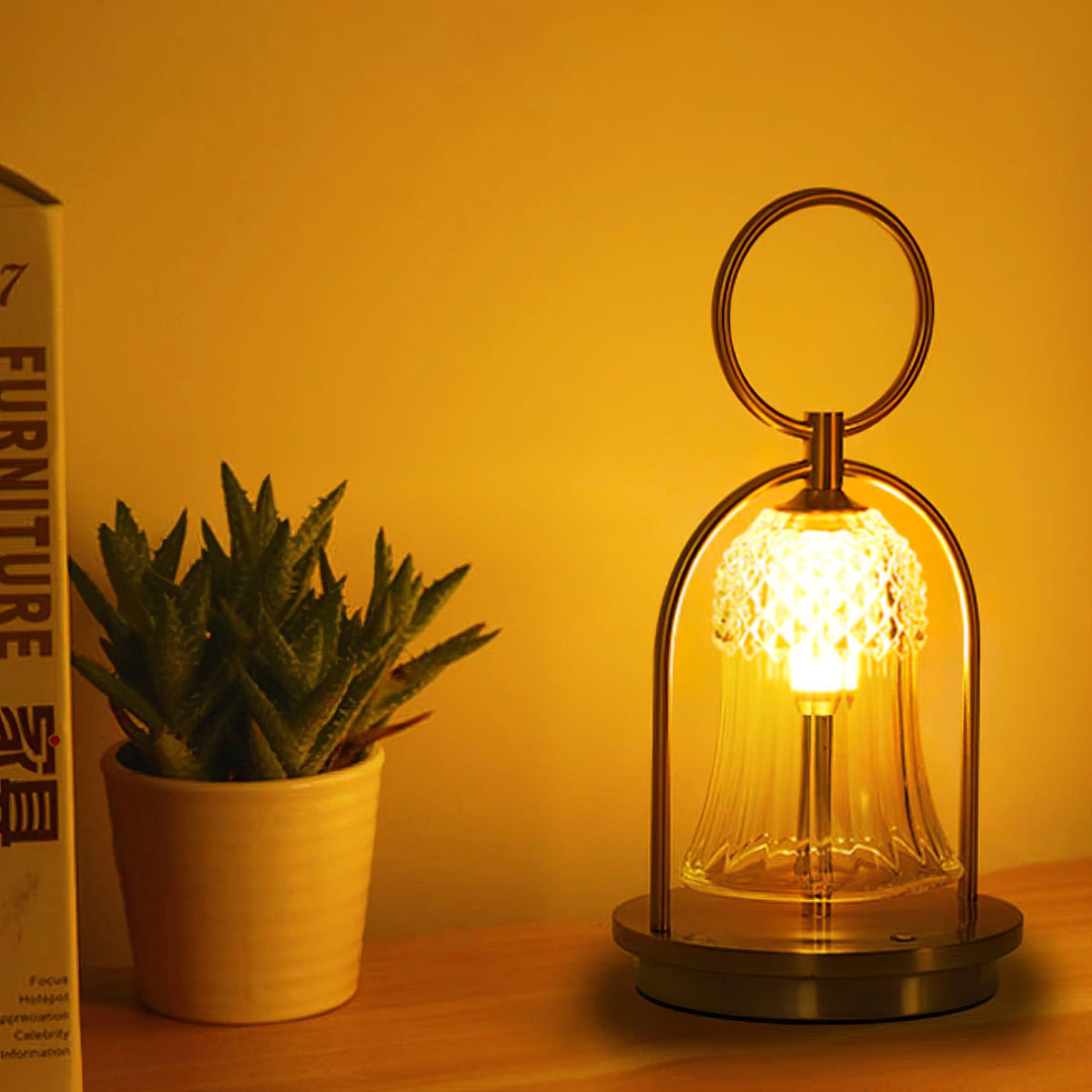 Bell Vintage bordlampe i glas