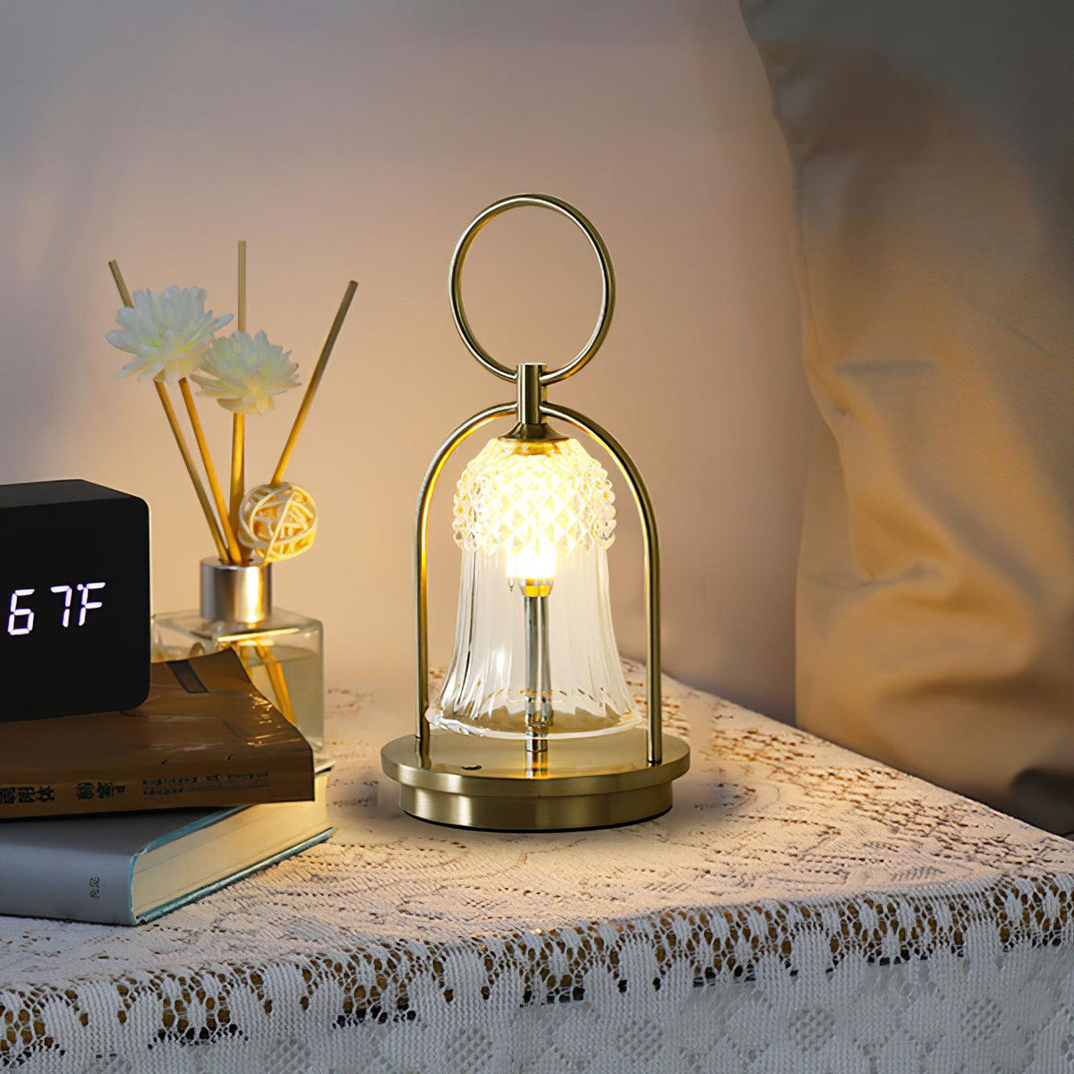 Bell Vintage bordlampe i glas