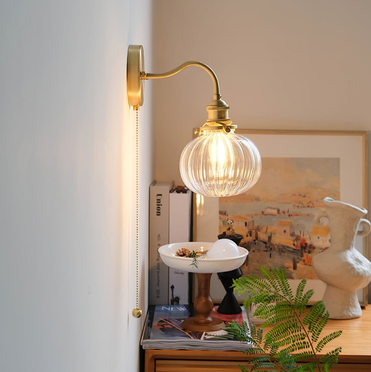 June vintagevägglampa i glas