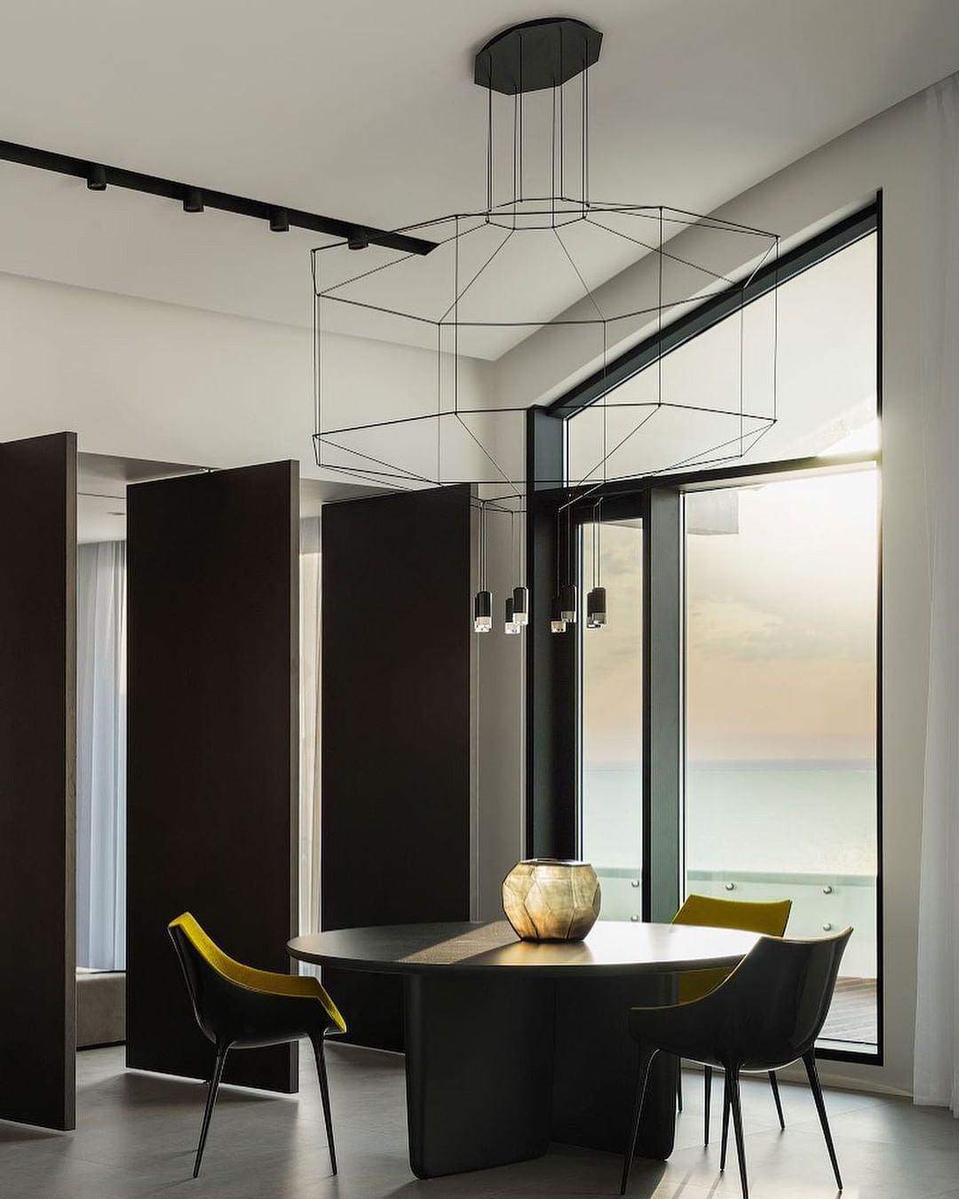 Elaalora geometrinen musta LED-riippuvalaisin metallilangasta