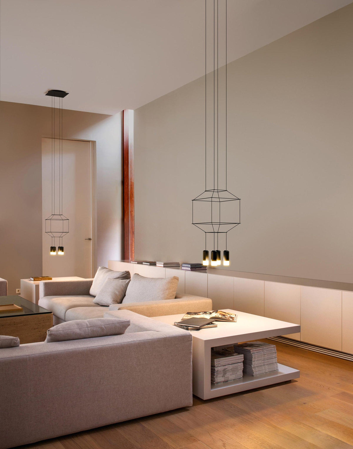 Elaalora geometrinen musta LED-riippuvalaisin metallilangasta
