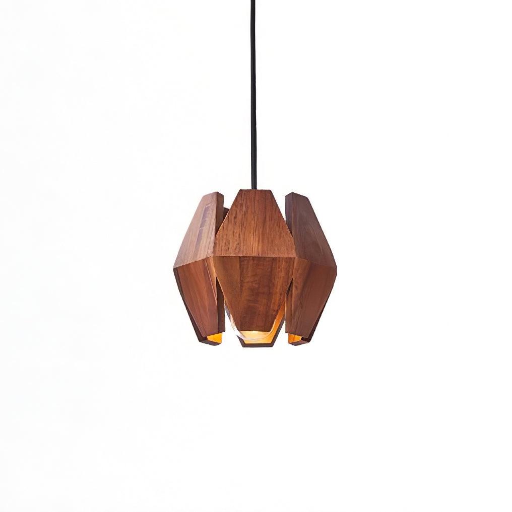 Miro Pendant Lamp Geometric Wood Shade Warm Glow Nordic Minimalist Accent