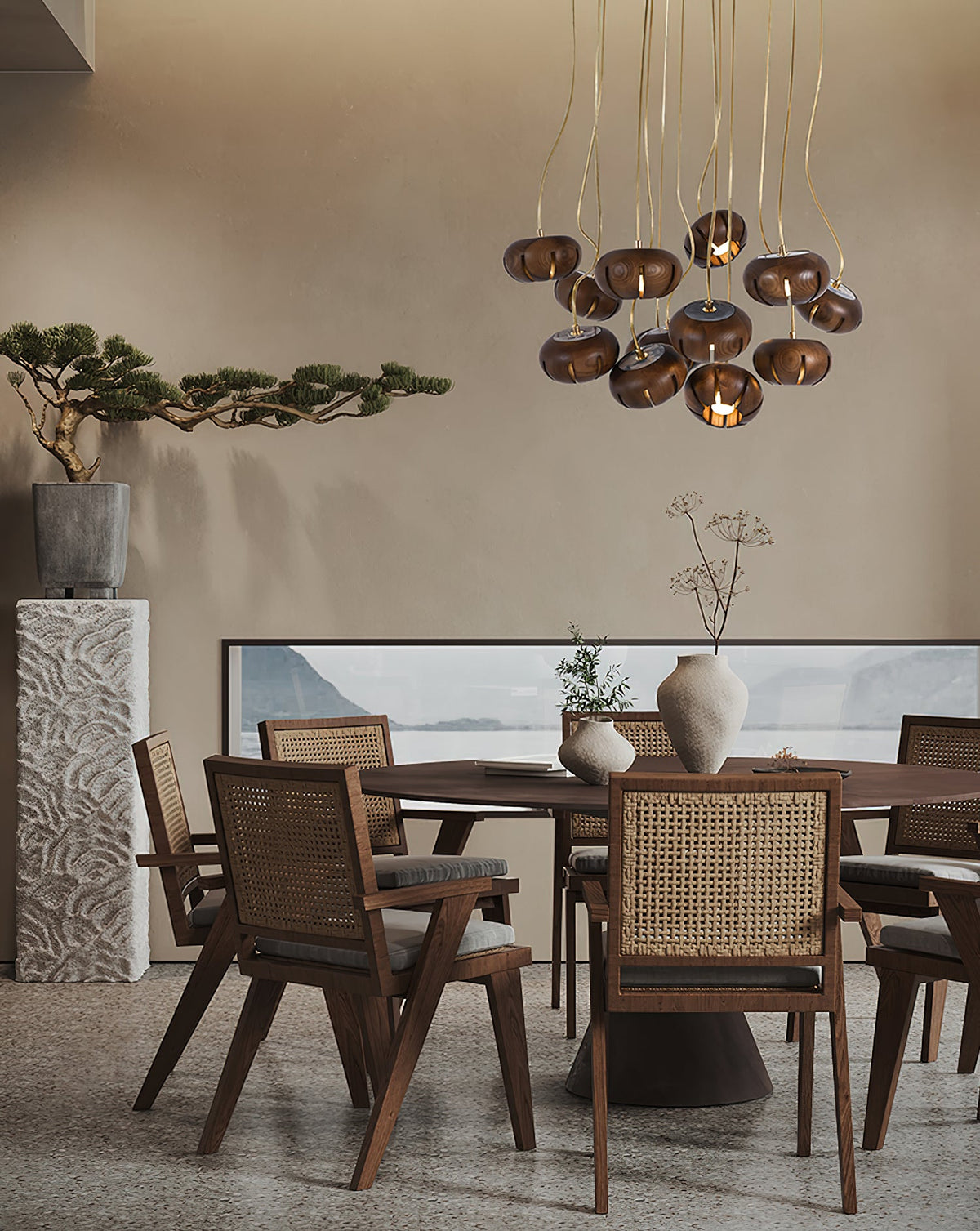 Lustre suspenso escultural em conjunto de mármore Zasorir