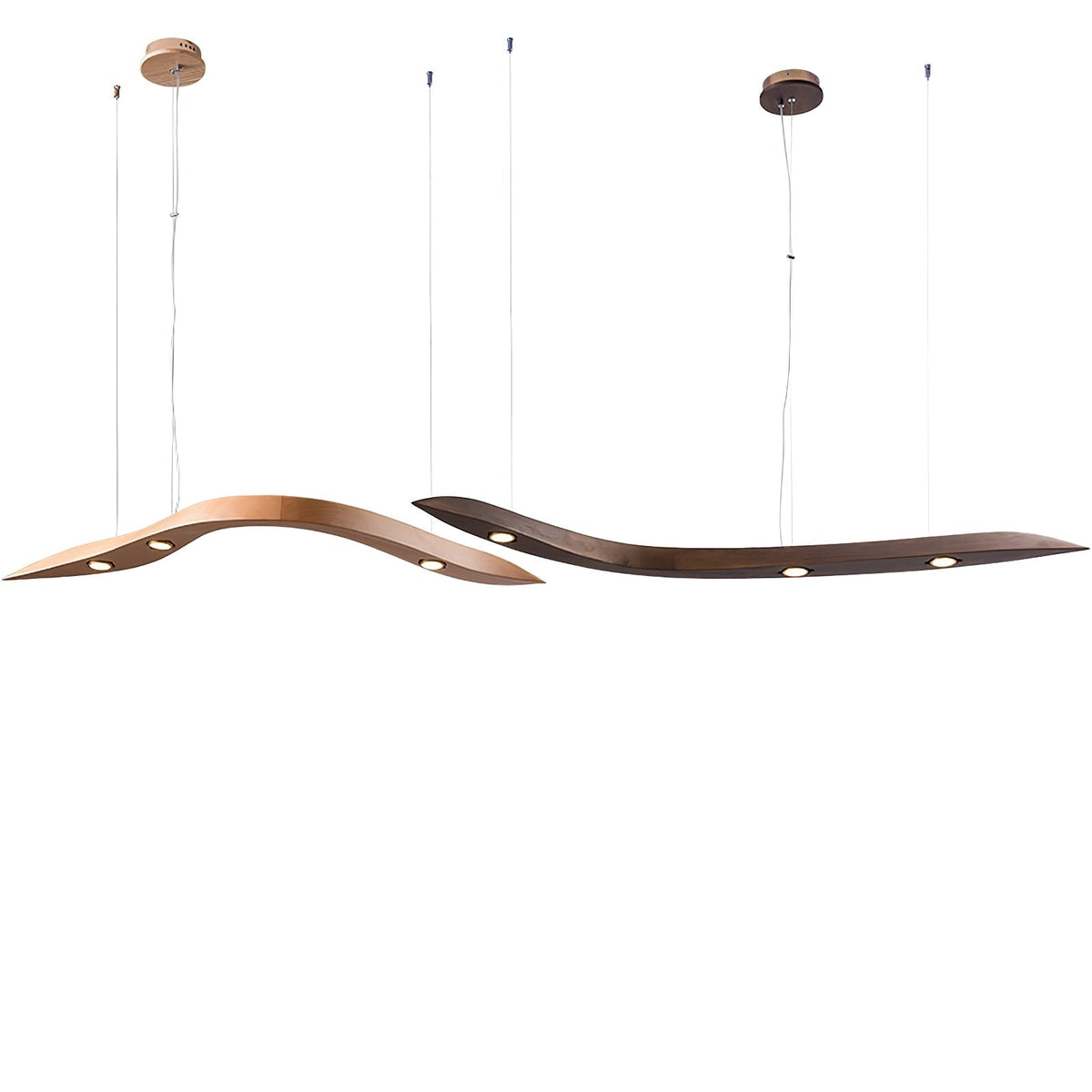 Queral minimalistisk pendellampa i trä med mjuka linjer