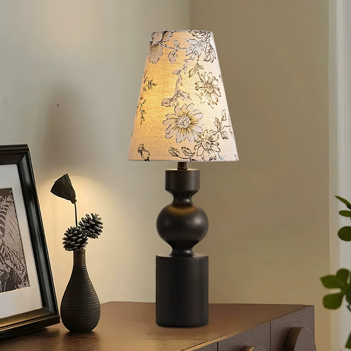 Candeeiro de mesa vintage em madeira Thorne