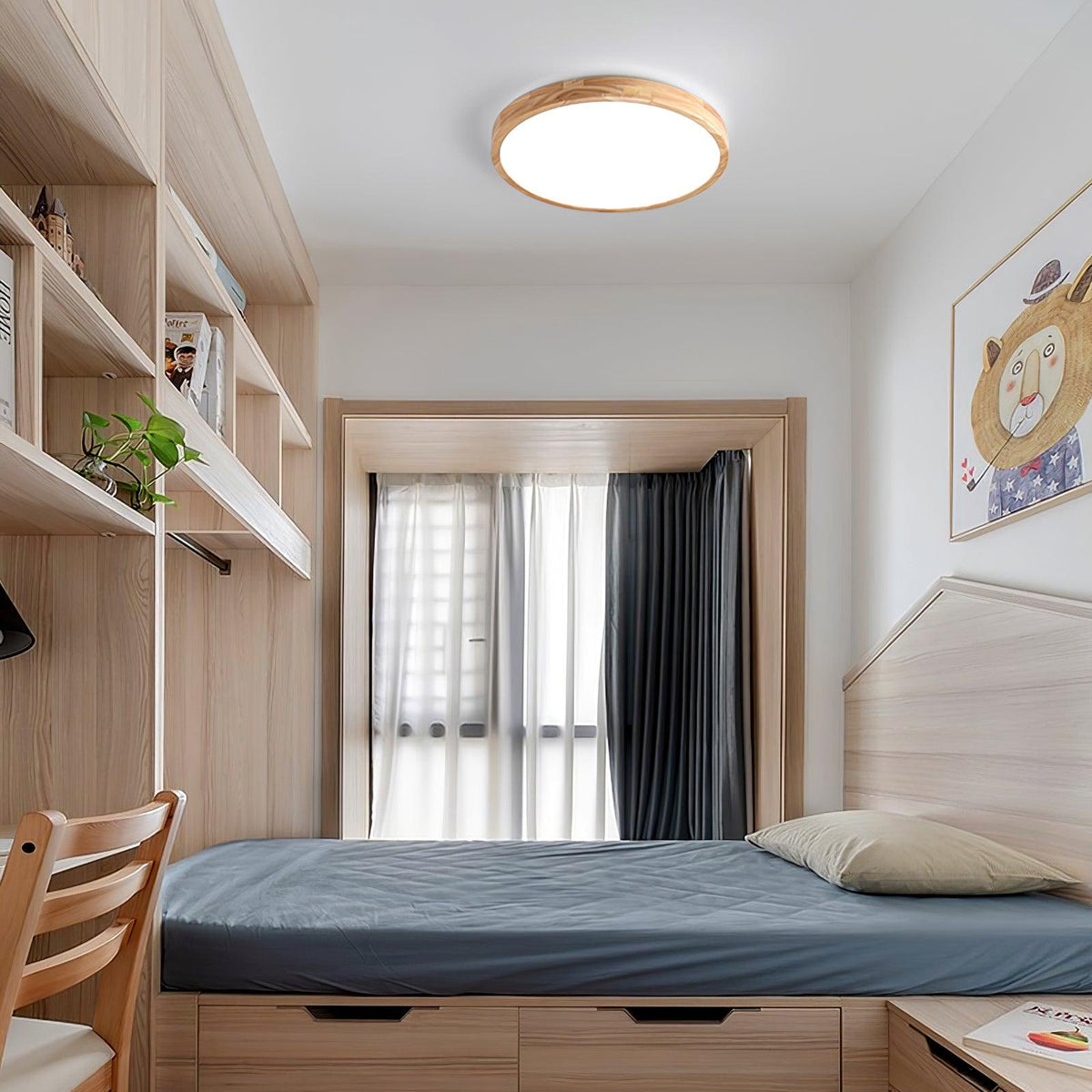 Hano geometrisk loftslampe i træ