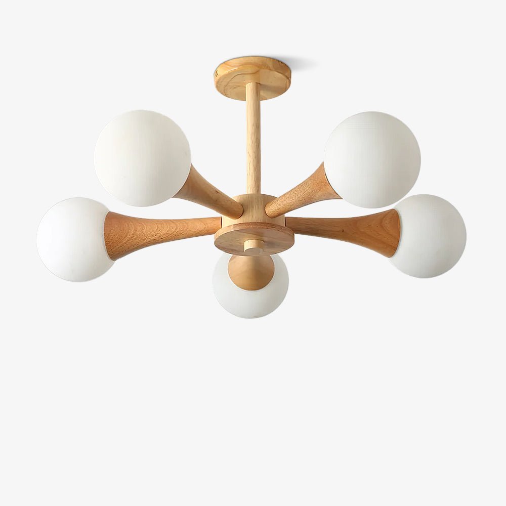 Lustre retro Drae com globo de madeira