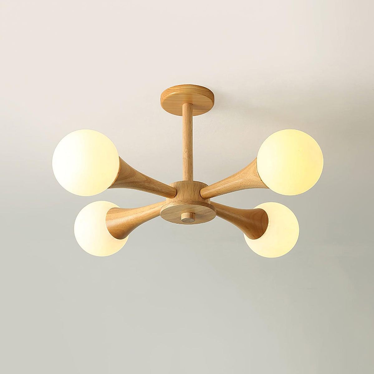 Lustre retro Drae com globo de madeira