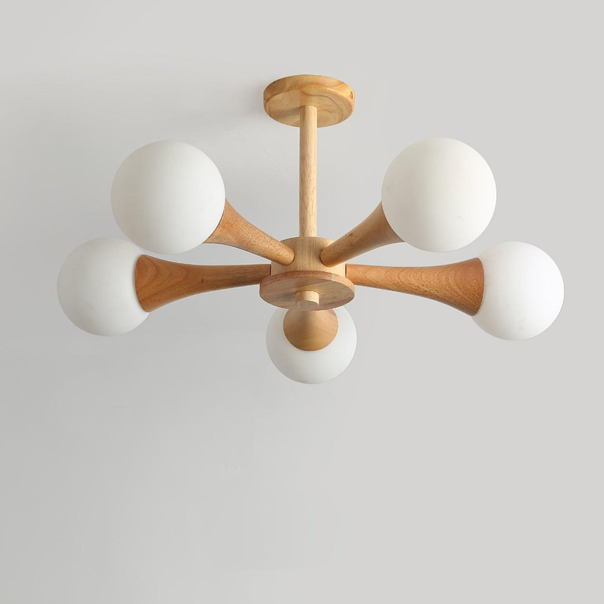 Lustre retro Drae com globo de madeira