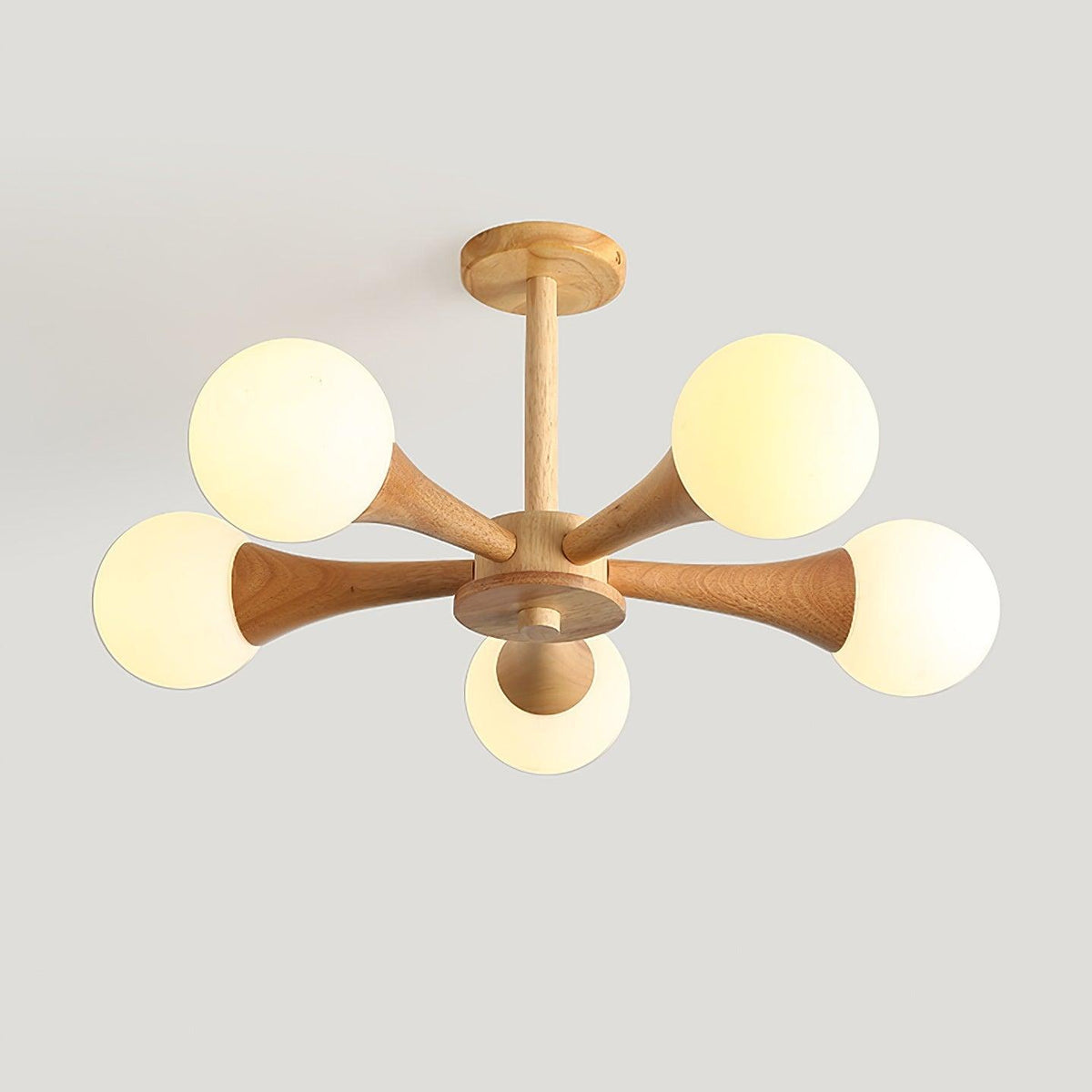 Lustre retro Drae com globo de madeira