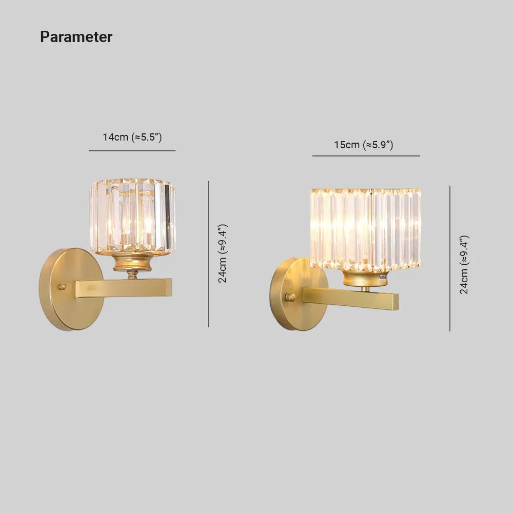Arisha moderne LED-krystalvæglampe, firkantet/rund