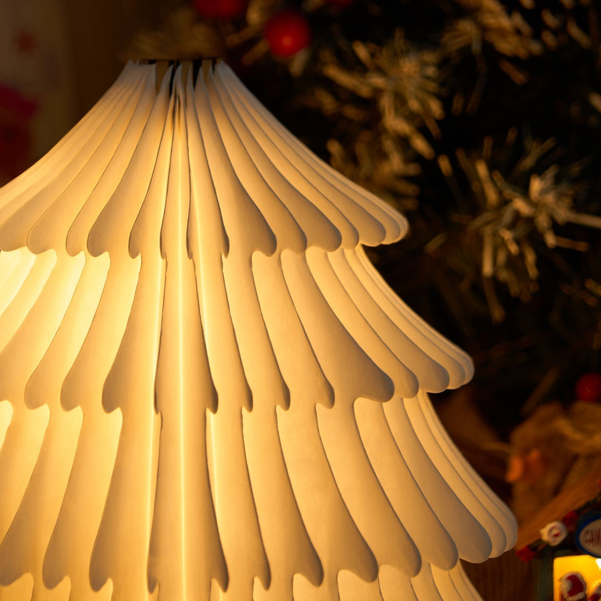 Sammenklappelig juletræs-bordlampe