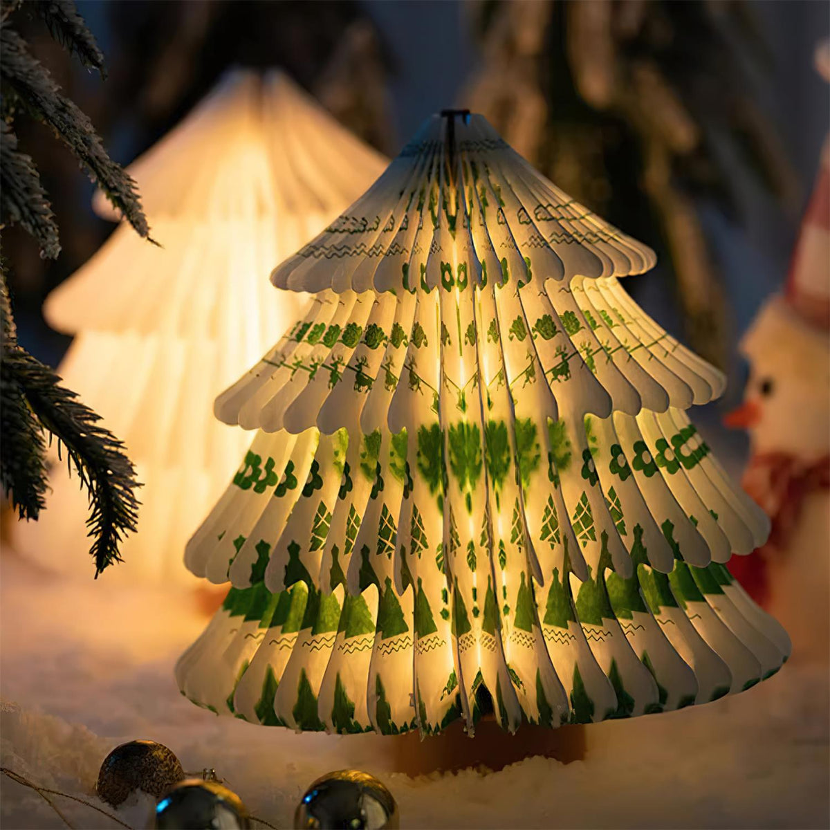 Sammenklappelig juletræs-bordlampe