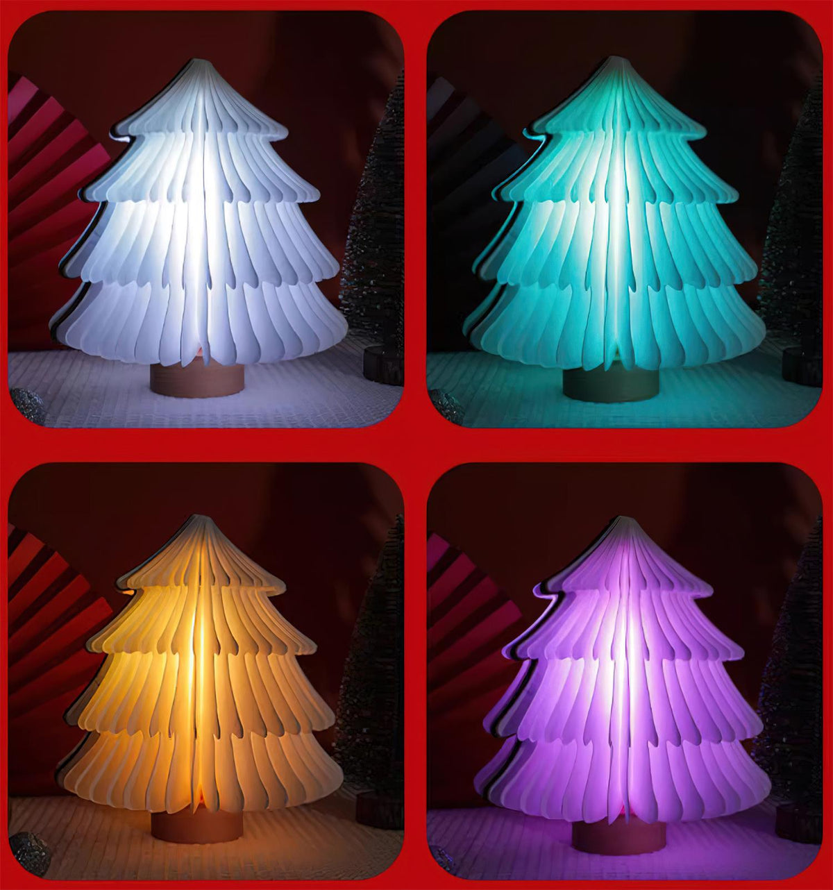 Sammenklappelig juletræs-bordlampe