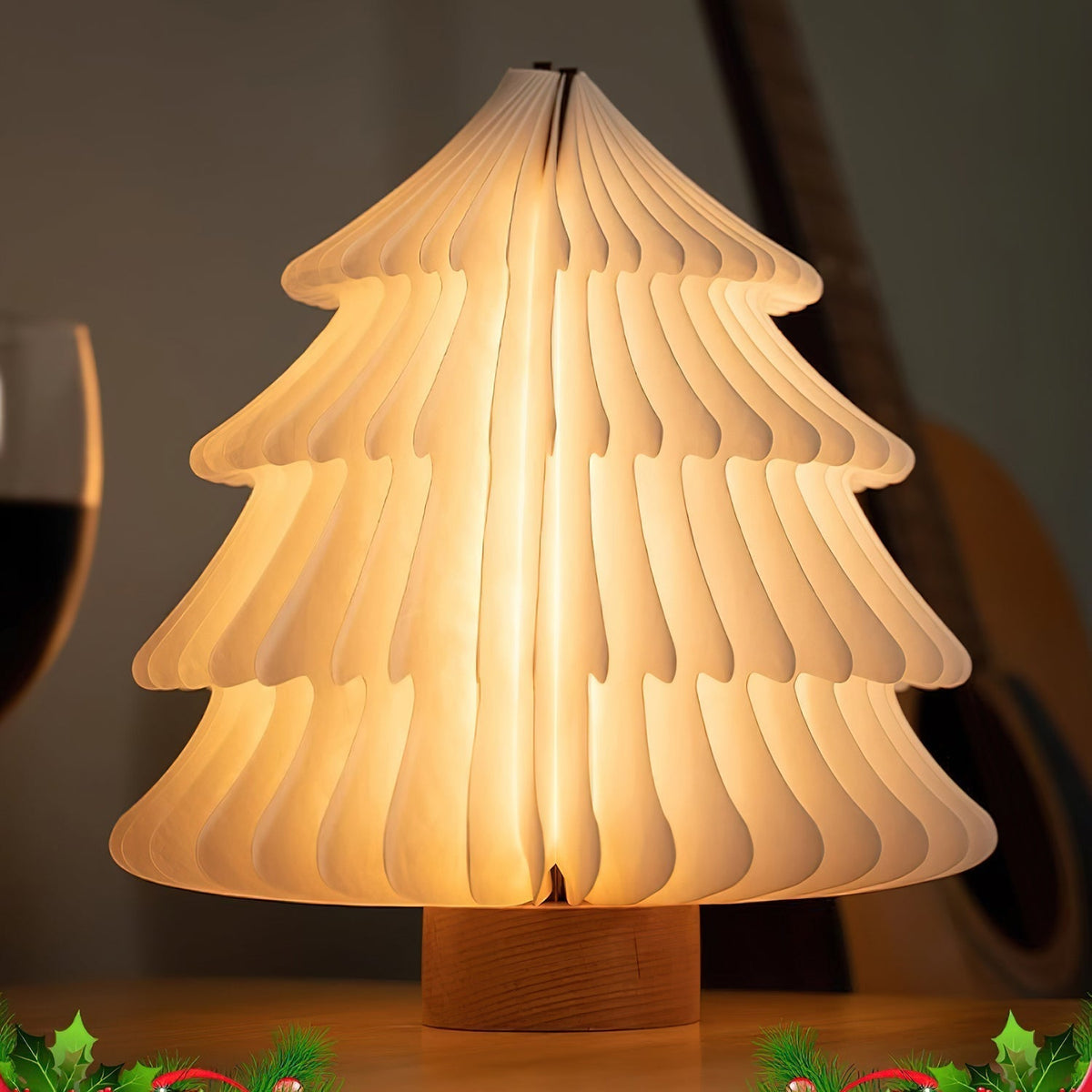 Sammenklappelig juletræs-bordlampe