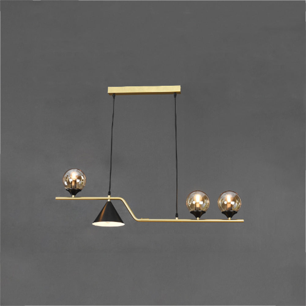 Arisha Modern LED-riippuvalaisin, mustaa/kullanväristä lasia, olohuoneeseen/makuuhuoneeseen