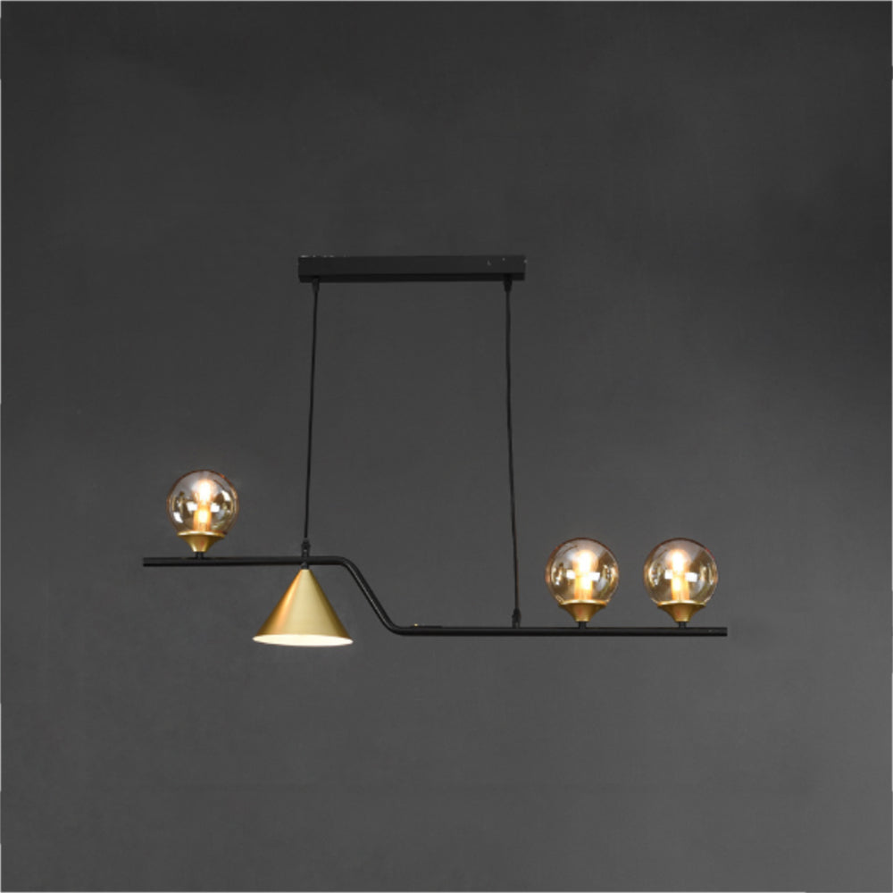 Arisha Modern LED-riippuvalaisin, mustaa/kullanväristä lasia, olohuoneeseen/makuuhuoneeseen