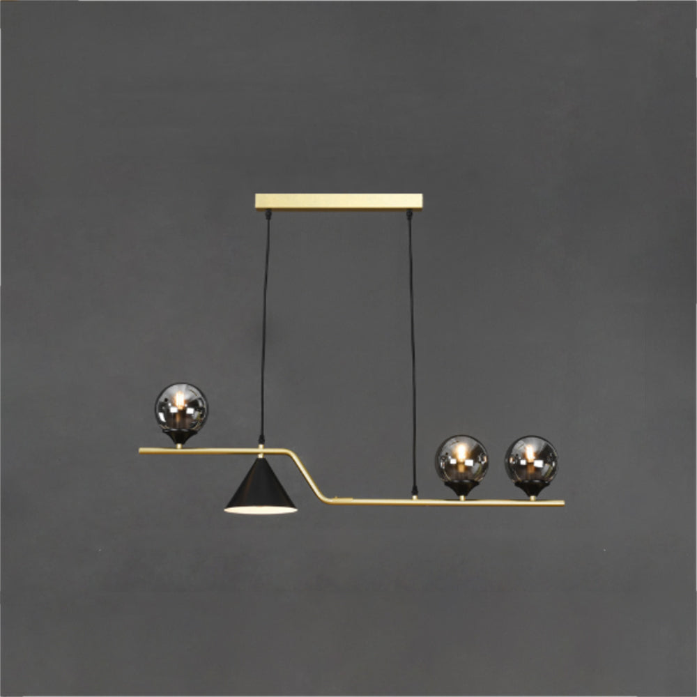 Arisha Modern LED-riippuvalaisin, mustaa/kullanväristä lasia, olohuoneeseen/makuuhuoneeseen