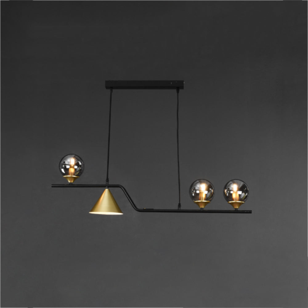 Arisha Modern LED-riippuvalaisin, mustaa/kullanväristä lasia, olohuoneeseen/makuuhuoneeseen
