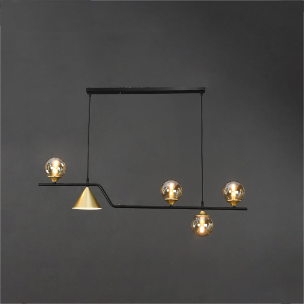 Arisha Modern LED-riippuvalaisin, mustaa/kullanväristä lasia, olohuoneeseen/makuuhuoneeseen