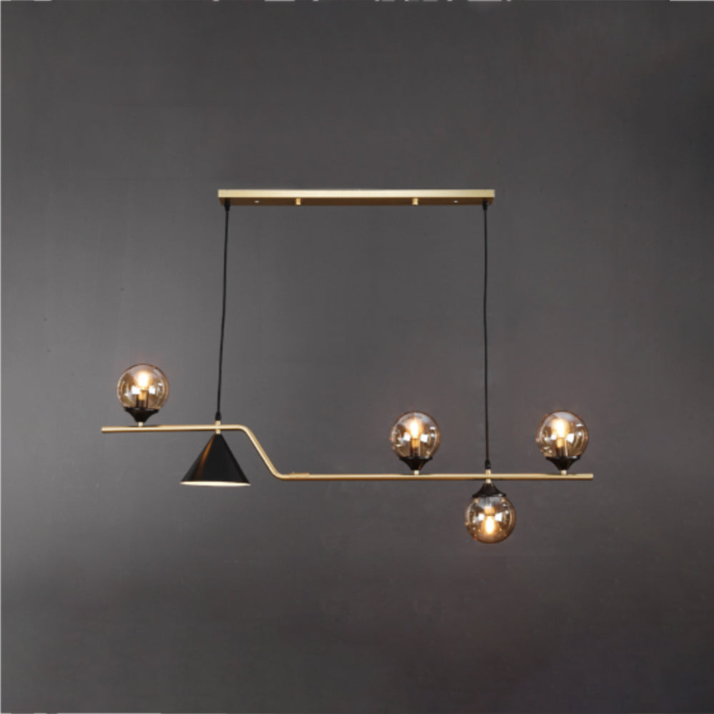 Arisha Modern LED-riippuvalaisin, mustaa/kullanväristä lasia, olohuoneeseen/makuuhuoneeseen