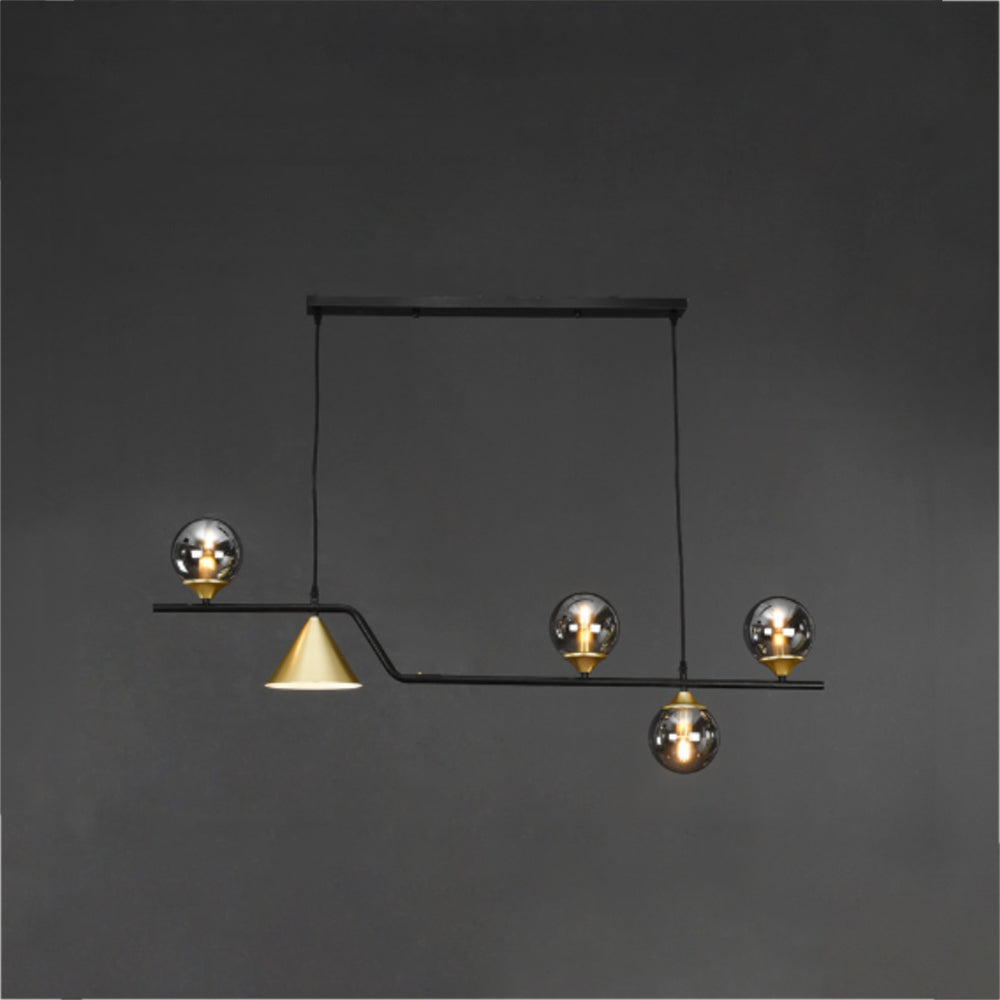 Arisha Modern LED-riippuvalaisin, mustaa/kullanväristä lasia, olohuoneeseen/makuuhuoneeseen
