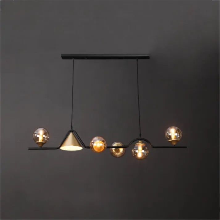 Arisha Modern LED-riippuvalaisin, mustaa/kullanväristä lasia, olohuoneeseen/makuuhuoneeseen