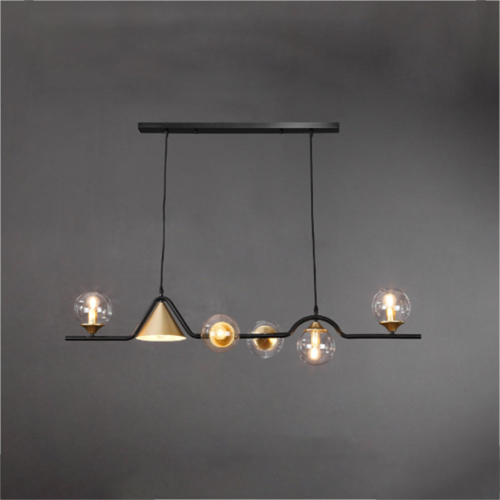 Arisha Modern LED-riippuvalaisin, mustaa/kullanväristä lasia, olohuoneeseen/makuuhuoneeseen